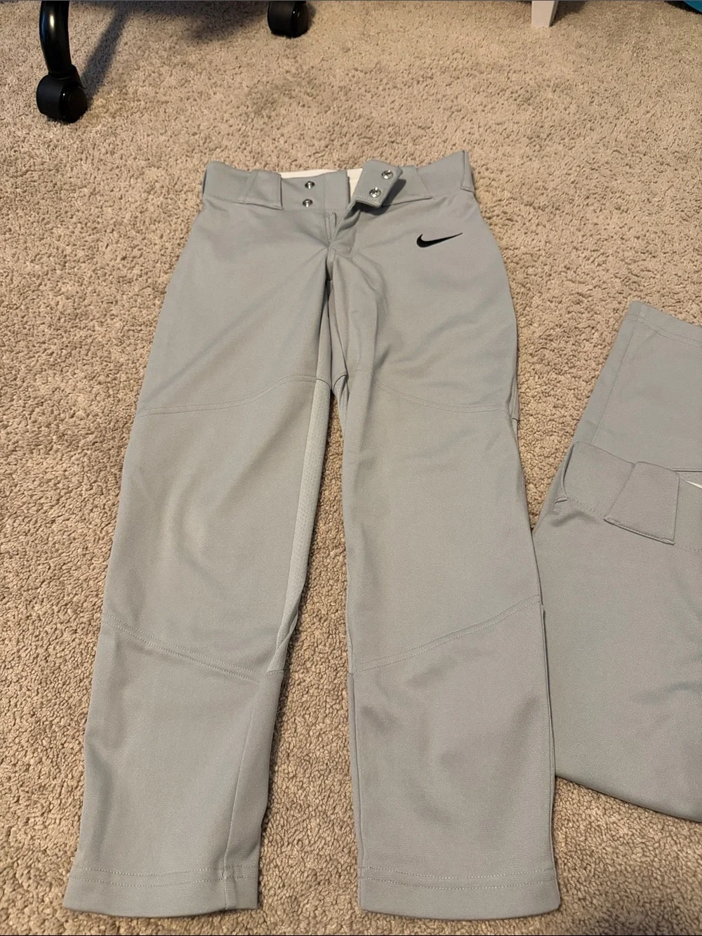 Nike Light Gray Baseball Pants with Black Swoosh
